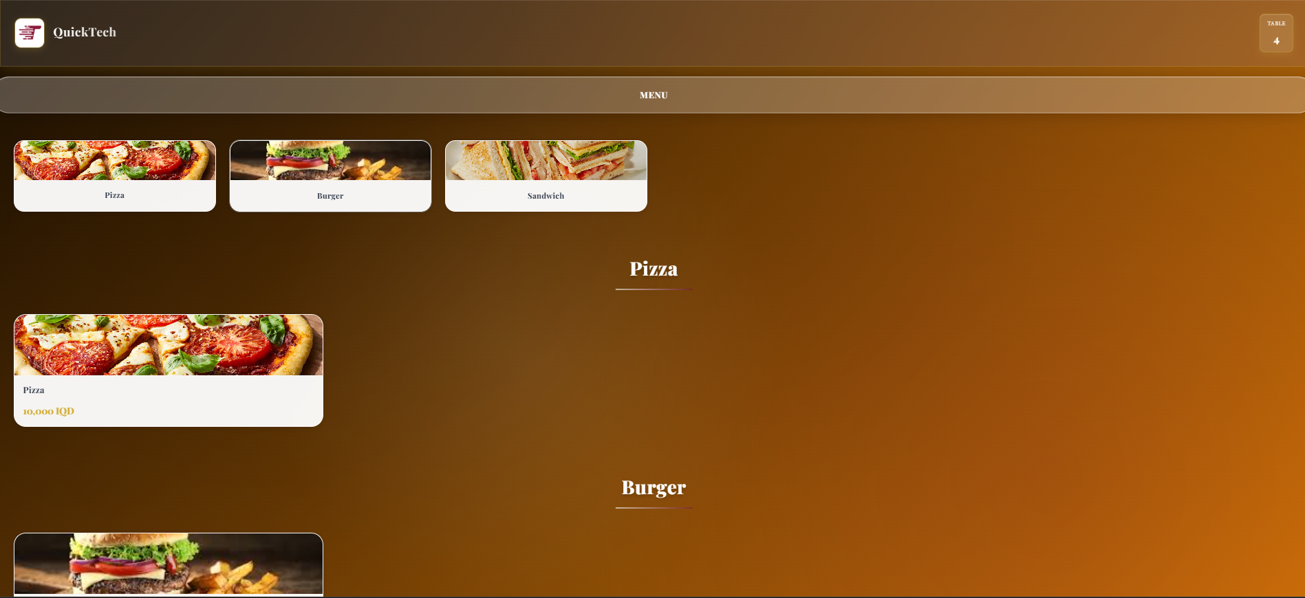 Digital Menu